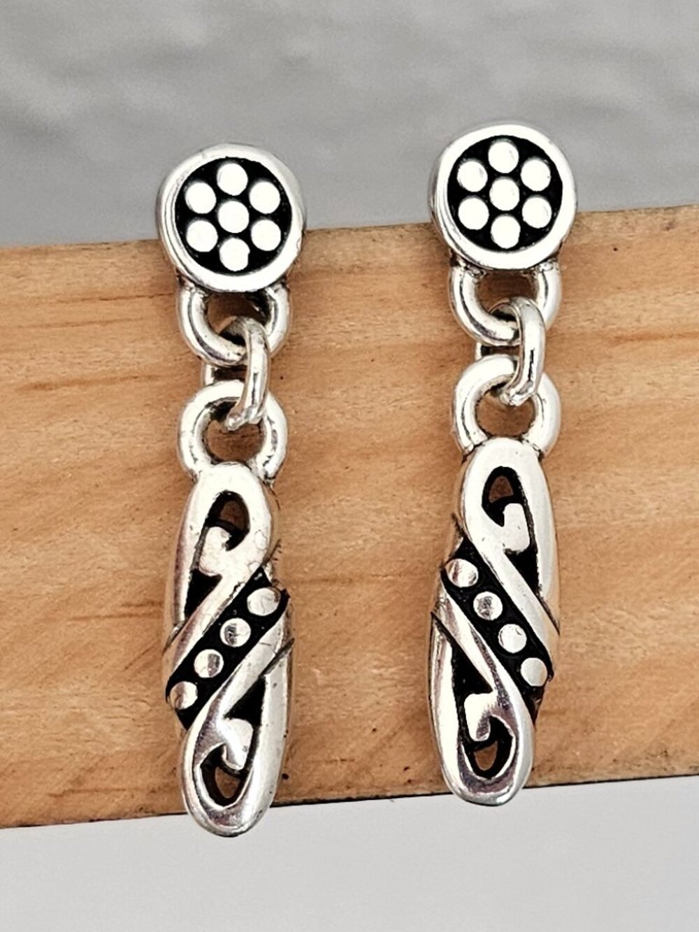 Brighton Detailed Scrollwork Twisting Drop Dangle Post Earrings